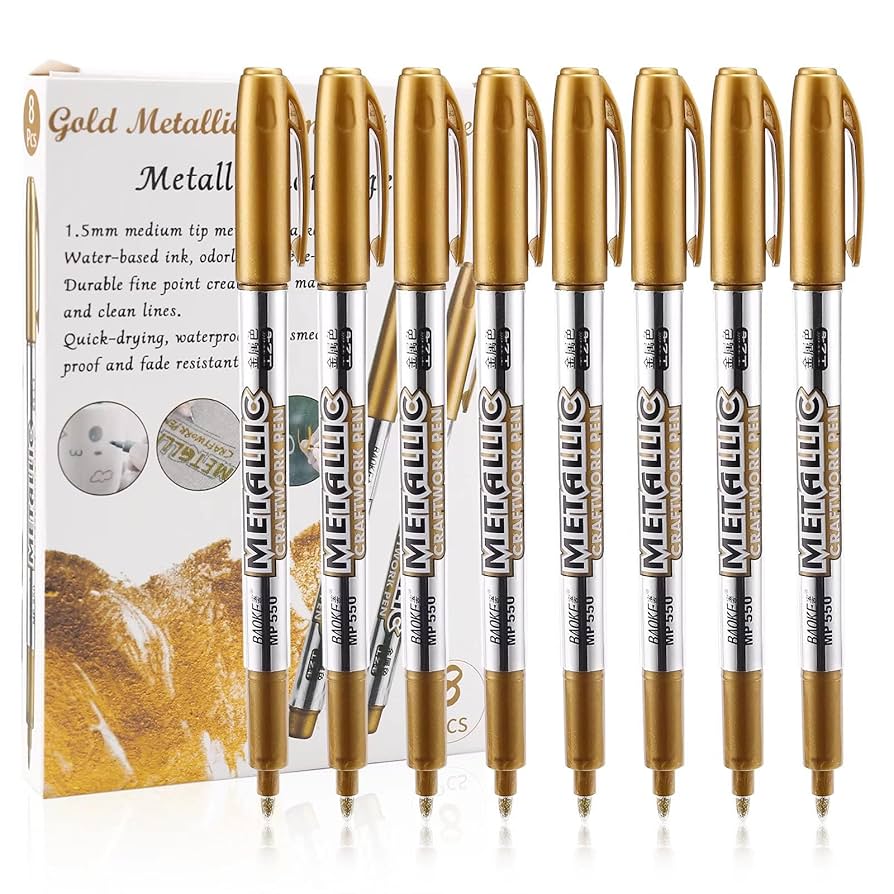 ゴールデンペン Amazon.com : MYARTOOL Metallic Marker Pens, Gold Metallic